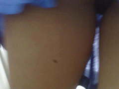 No panties. Xmianorin. Short blue dress. Walk to the sho